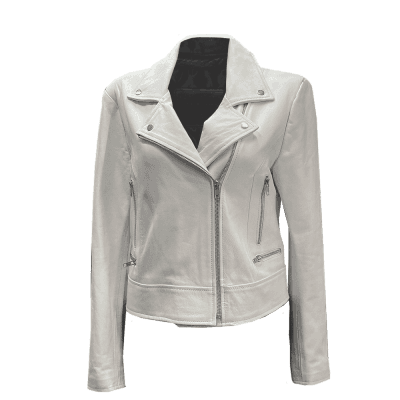 Chamarra Vivienne de Piel Color Blanco