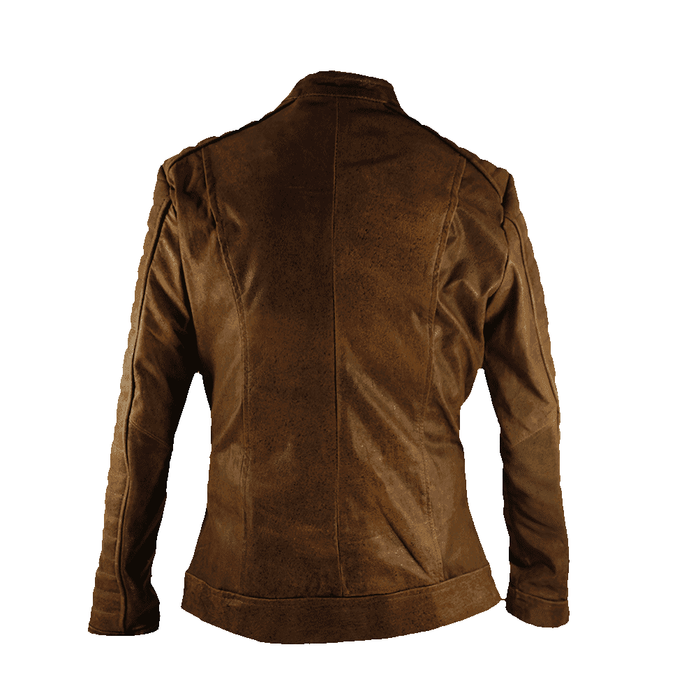 brown leather jacket