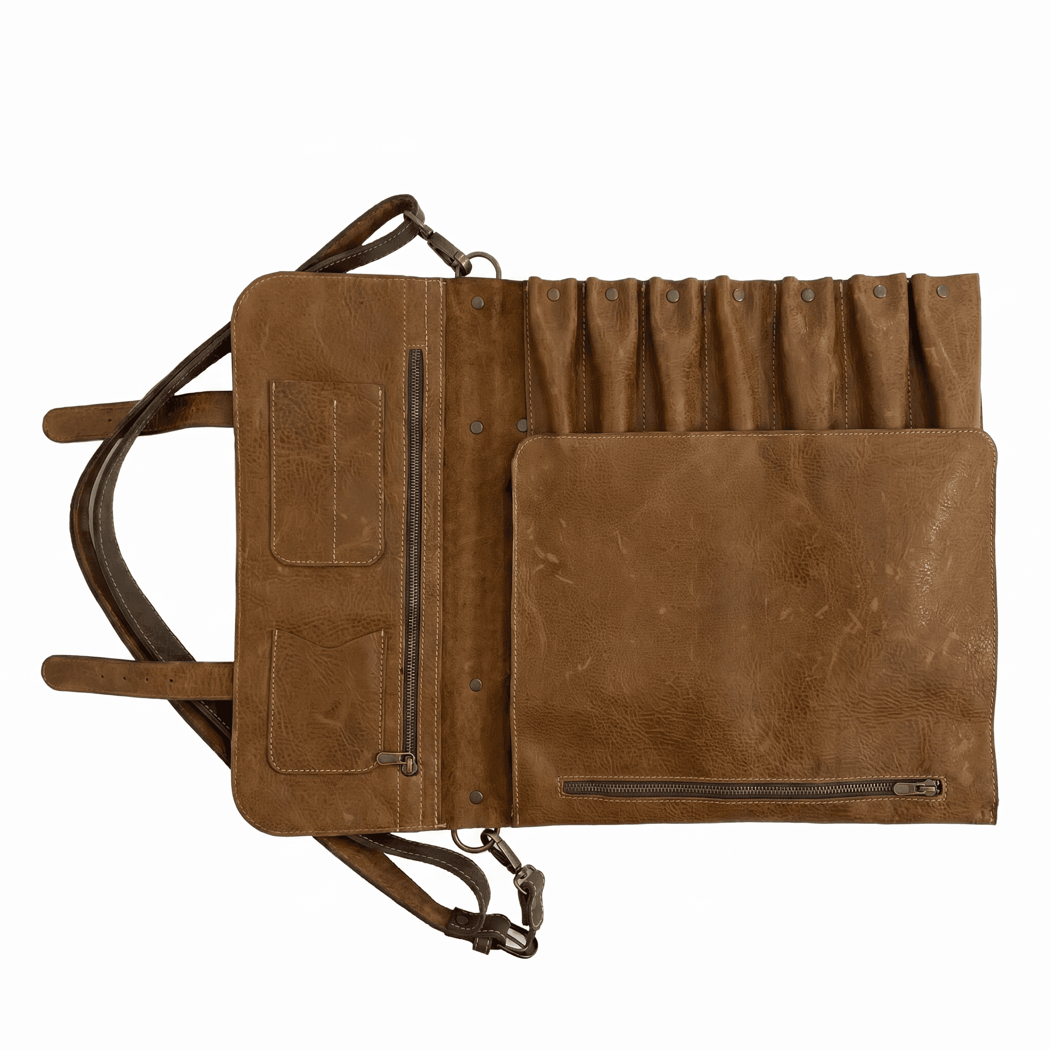 Estuche para Cuchillos de Piel Artesanal Color Café