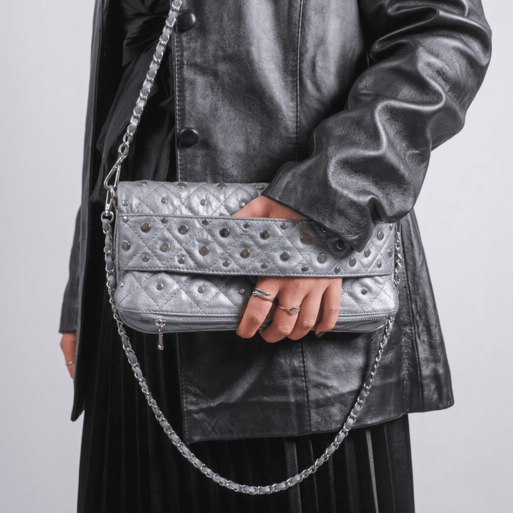 Crossbody de Piel Ibiza Metalic Blue
