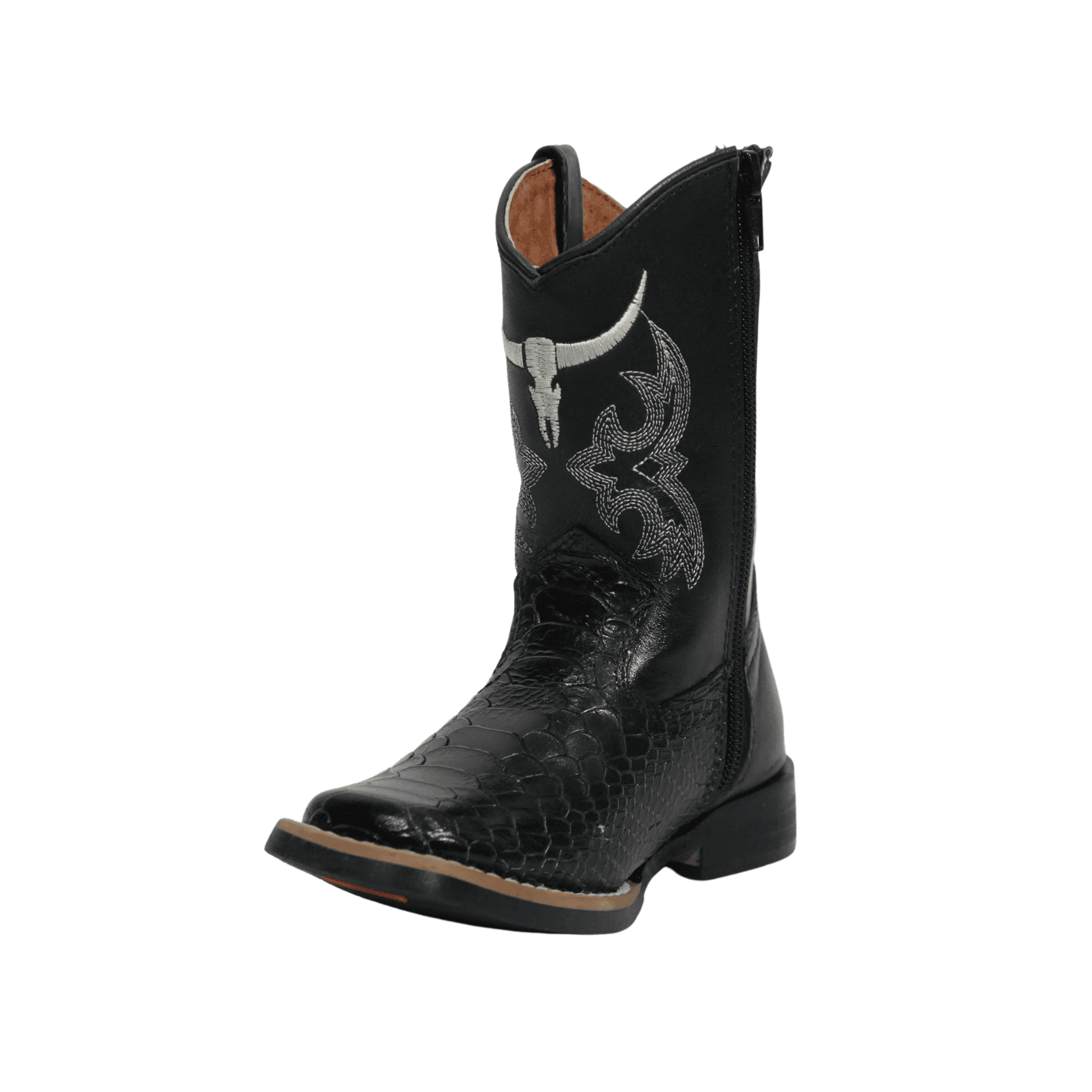 Kids' Black Floter Crocodile Cowboy Boots I