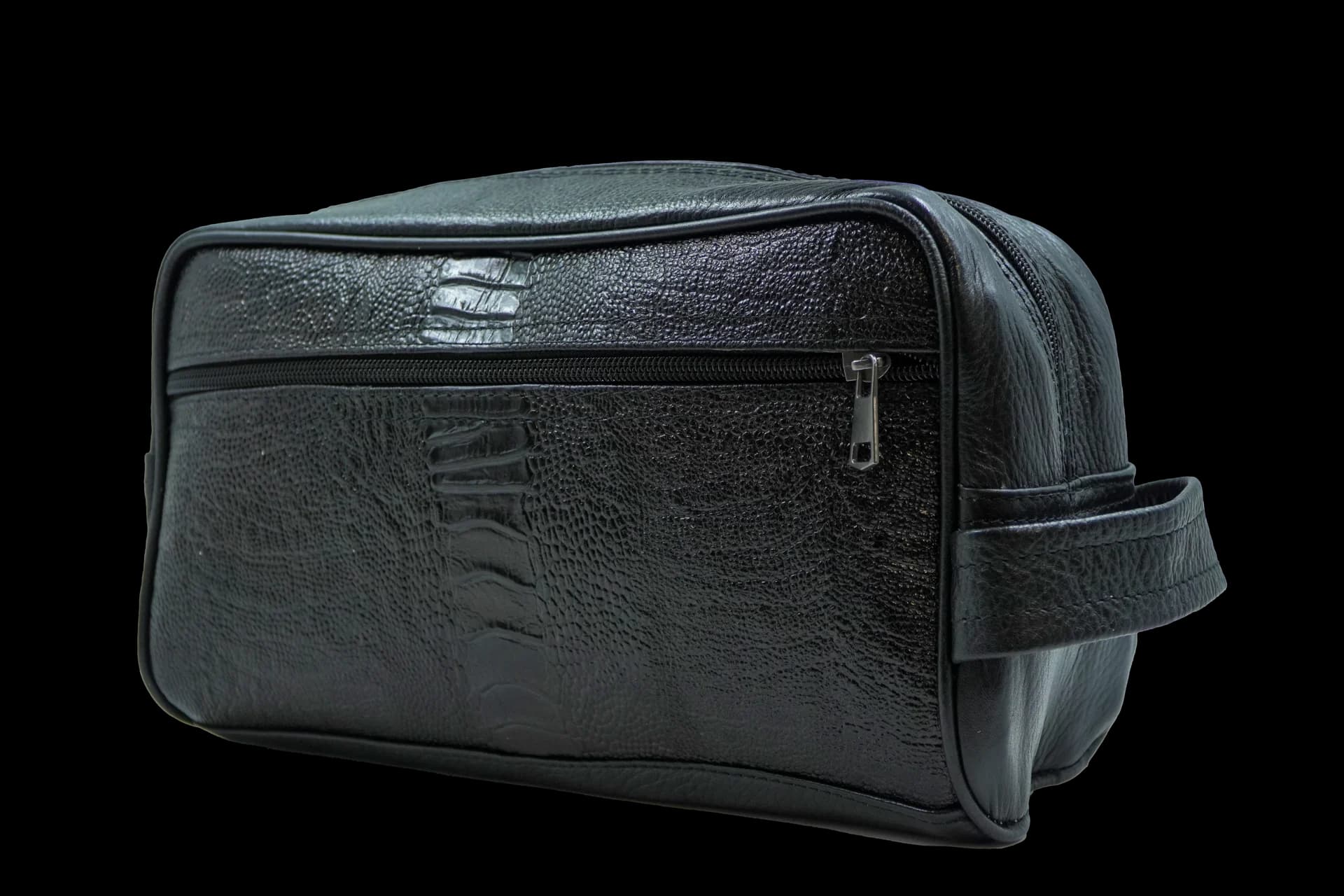 Neceser para Hombre en Piel Floter Grabado de Cocodrilo Negro