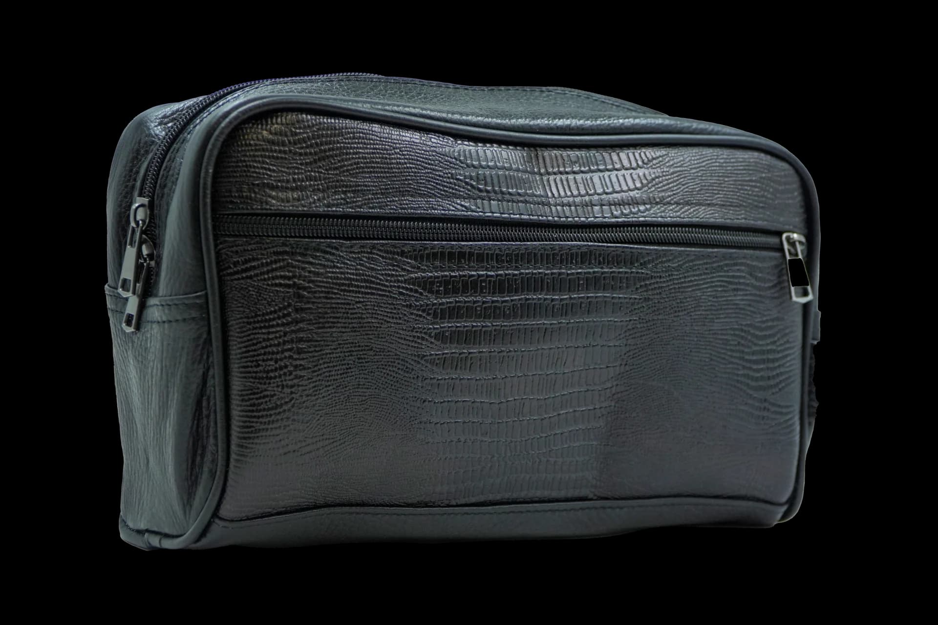 Men's Lizard-Embossed Floater Leather Toiletry Bag