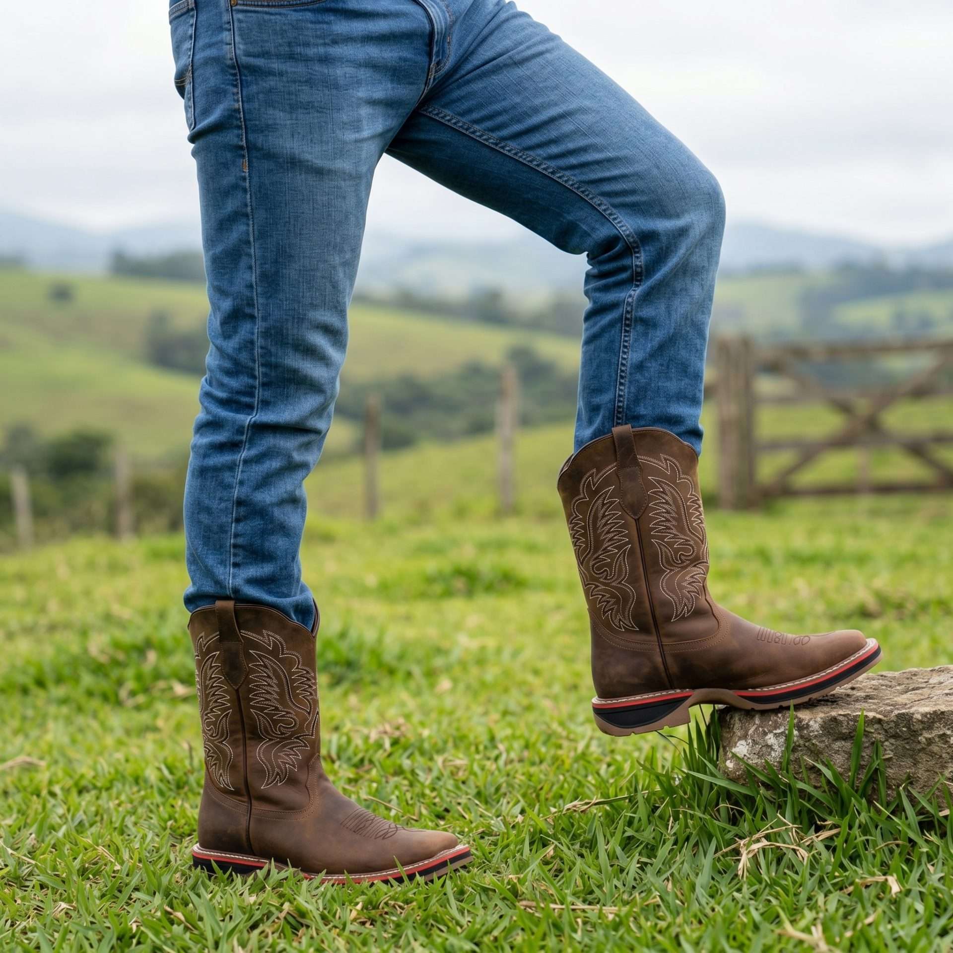 Men's Brown Crazy Horse Leather Work Boots