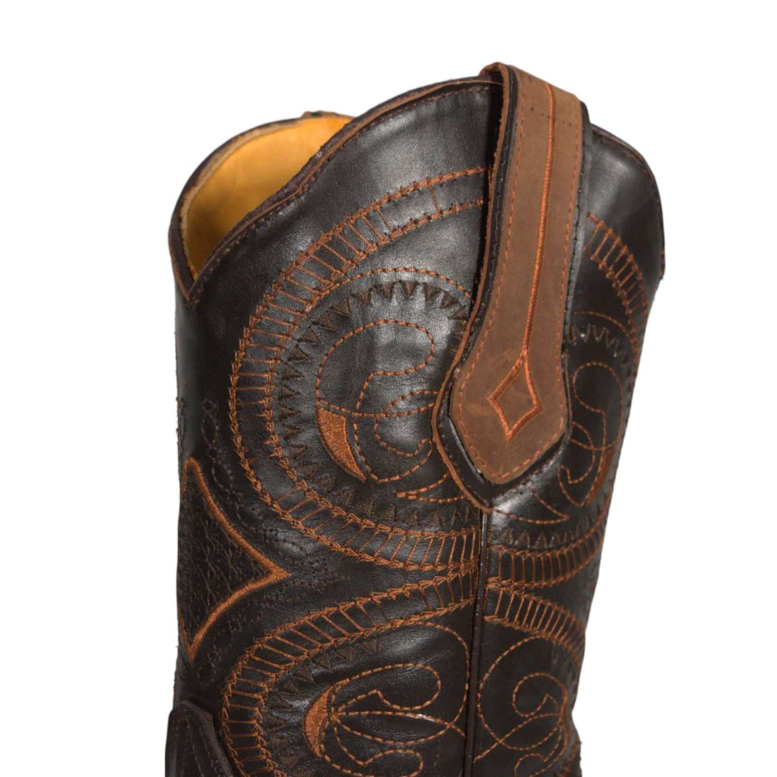 Bota Vaquera Piel de Res Estilo Western con Bordado en el Tubo