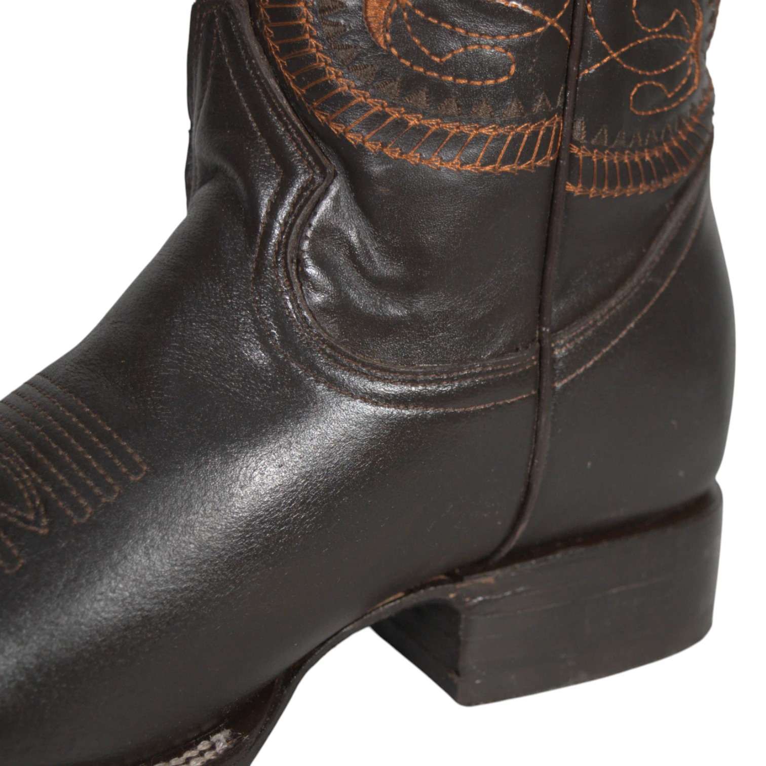 Bota Vaquera Piel de Res Estilo Western con Bordado en el Tubo