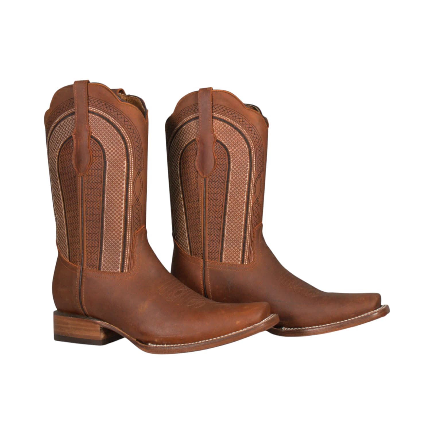 Bota Vaquera Piel Crazy con Bordado en el Tubo Estilo Western