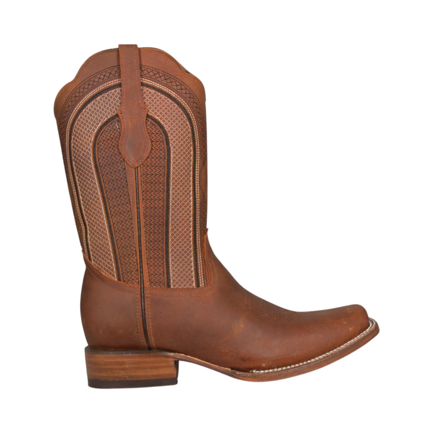 Bota Vaquera Piel Crazy con Bordado en el Tubo Estilo Western